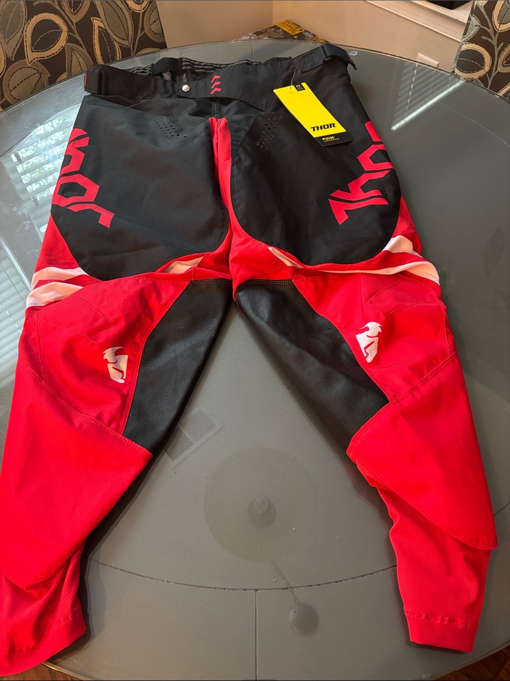 Thor Pulse Red and Black Motocross Pants with Bold Graphics
